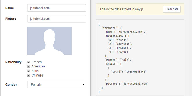 Way.js - Bind DOM elements to an in-memory datastore