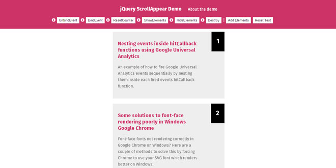 jQuery ScrollAppear Plugin