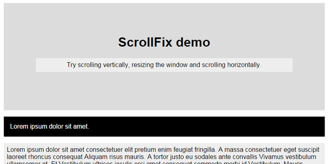 ScrollFix - Make an element fixed when it goes out of view