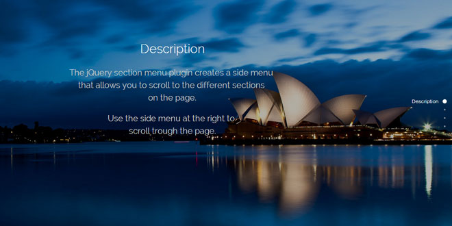 jQuery section menu plugin