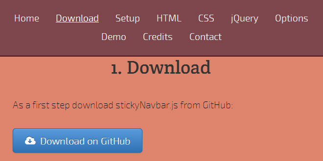 stickyNavbar.js - Fancy sticky navigation