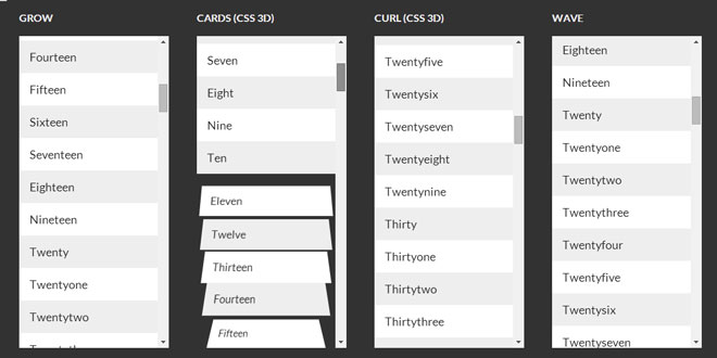 Stroll.js - CSS3 list scroll effects