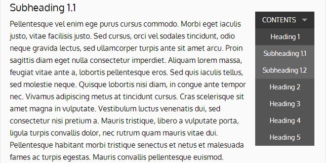 jQuery Tocible - A Table Of Contents navigation