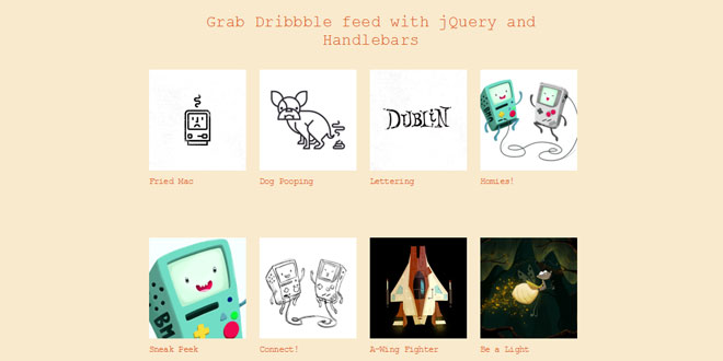 Dribbble - Grab Dribbble feed with jQuery and Handlebars