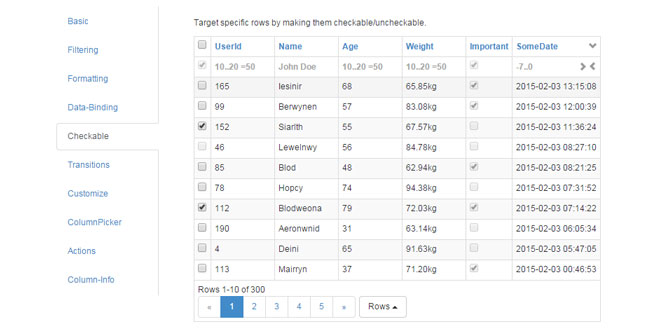 Watable - A swiss army jQuery table plugin