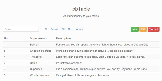 pbTable - jQuery plugin to enhance HTML tables