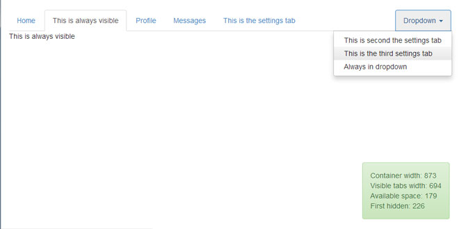 Droptabs - Hiding Bootstrap tabs inside a dropdown