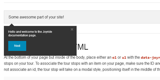 Joyride tooltip