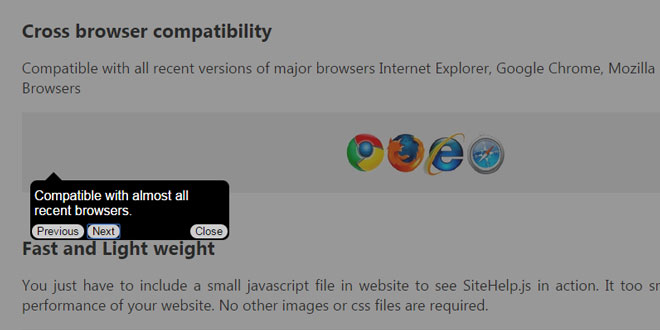 SiteHelp.js - A better approach of step by step guided tour