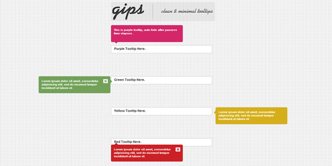 Gips - jQuery Clean and Simple Tooltips