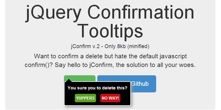 jConfirm - jQuery Confirmation Tooltips