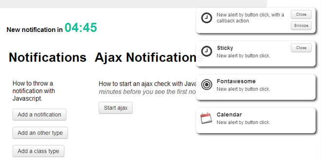 Notification center for jQuery