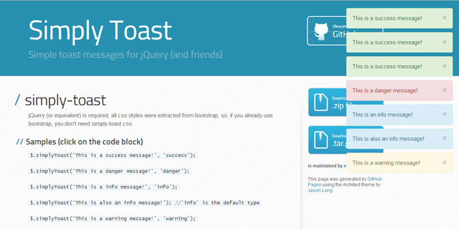Simply Toast - Simple toast messages for jQuery