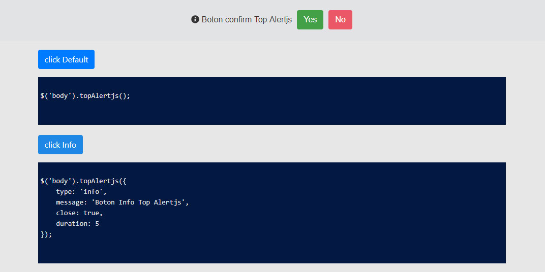 jQuery Top Alertjs - Sticky notification and confirmation bars