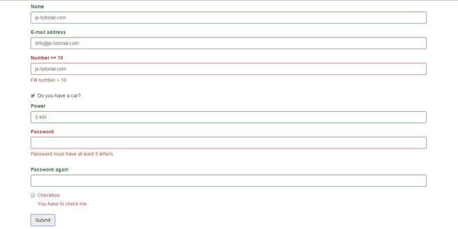 bValidator - jQuery form validator