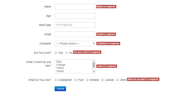 jQuery Form Validate jQuery Form Validate