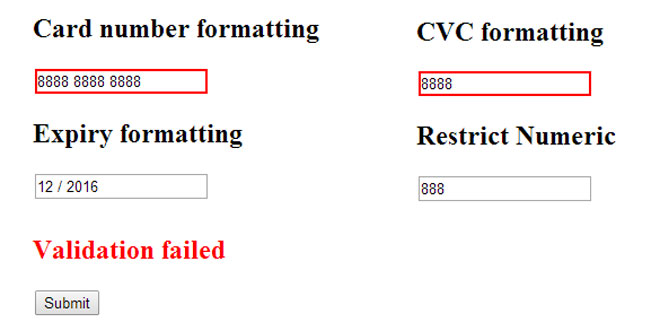 jQuery Payment - Building credit card forms