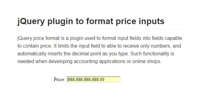 jQuery Price Format