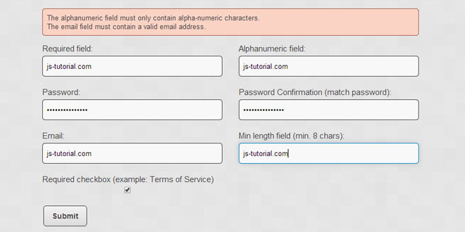 Validate.js - Lightweight JavaScript form validation library